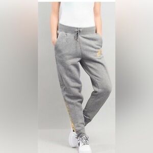 Nike NSW Rally Metallic Joggers Grey Gold Logo Sweatpants XS Athleisure
